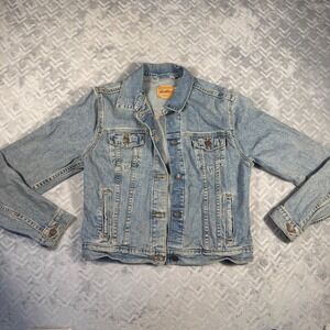 Levi Strauss Signature Trucker Jacket Womens XXL Blue Excellent Stretch Denim